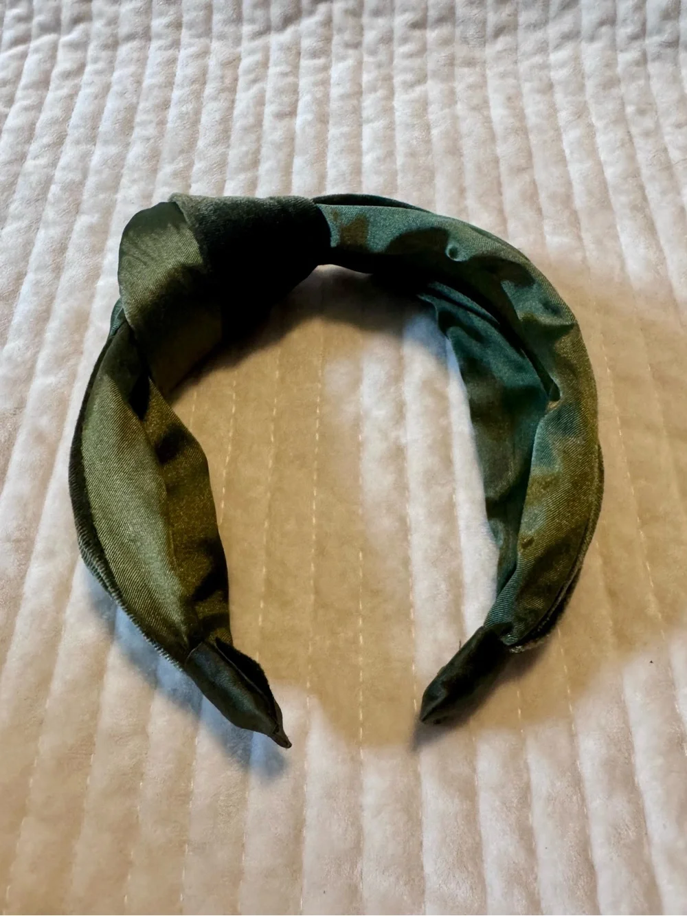 Girls Olive Green Knotted Velvet Headband